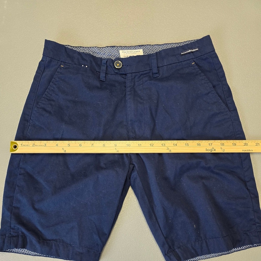 Denim & Flower Ricky Singh Men's Navy Chino Shorts Size 30 Paisley Lined - Picture 6 of 13